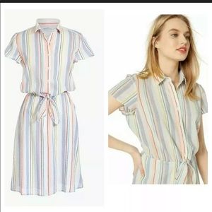 J. Crew Rainbow Seersucker Tie-Front Striped Dress